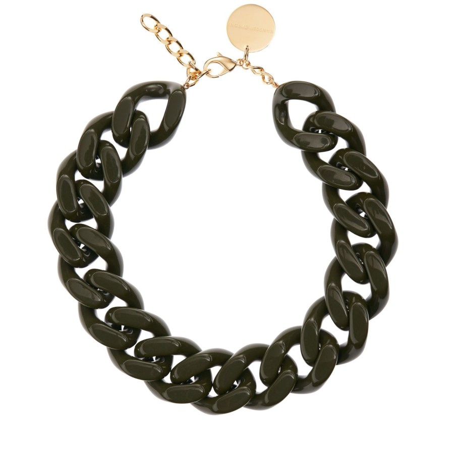 Jewelry Vanessa Baroni | Big Flat Chain Necklace Winter Olive ...