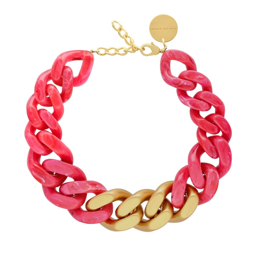 Jewelry Vanessa Baroni | Great Necklace With Gold - Pink Marble ...